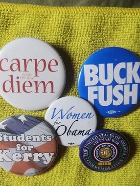 Lot Of Political Campaign Pinback Buttons - Vintage Y2K Obama Bush